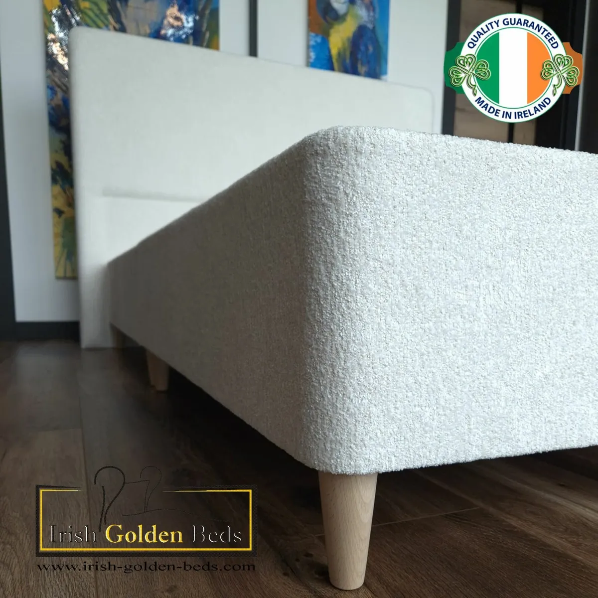 4ft6 double bed frame and headboard - Image 1