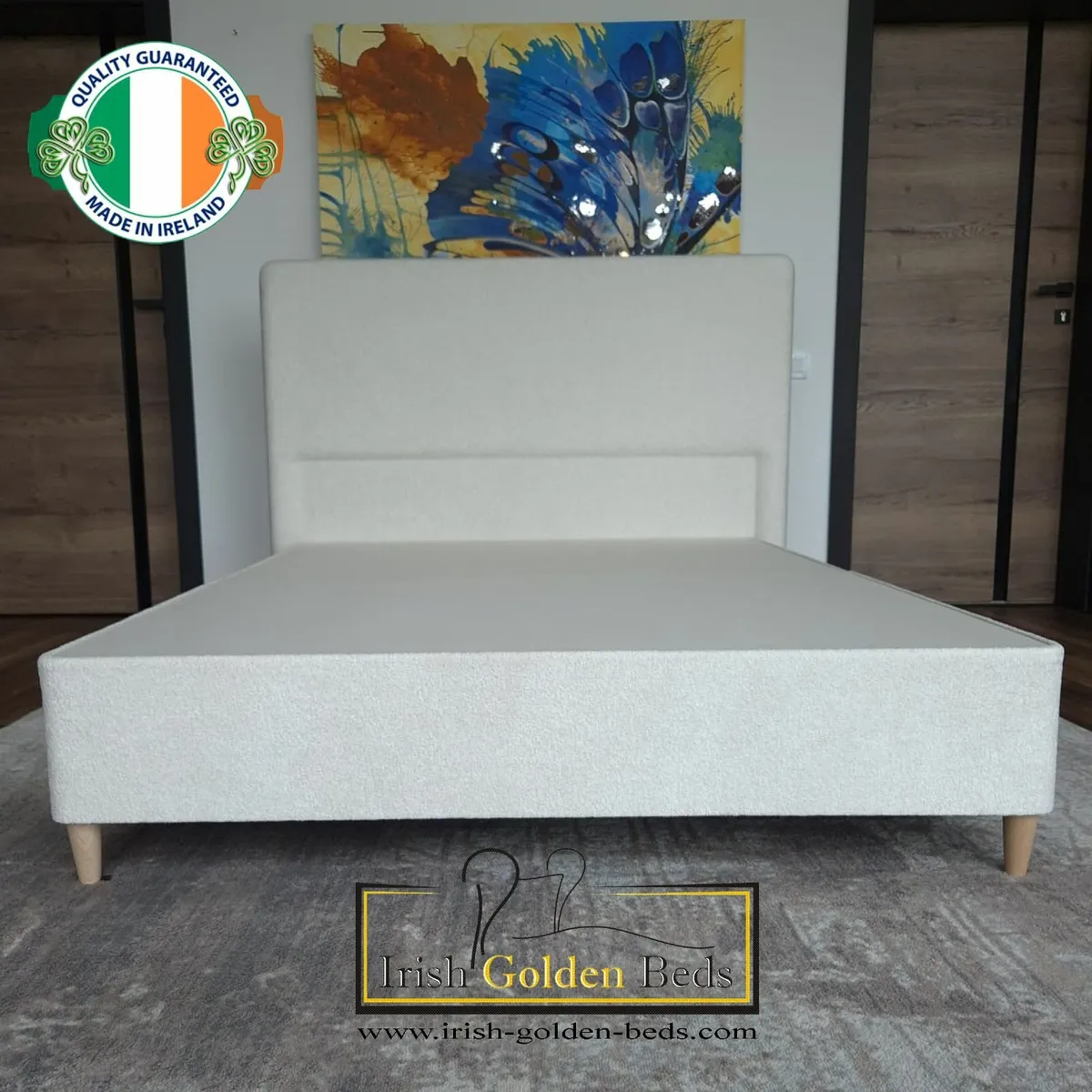4ft6 double bed frame and headboard - Image 2