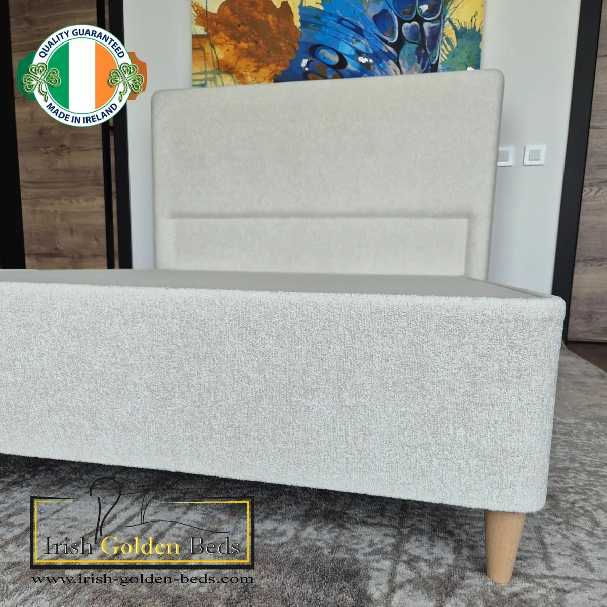 4ft6 double bed frame and headboard - Image 4