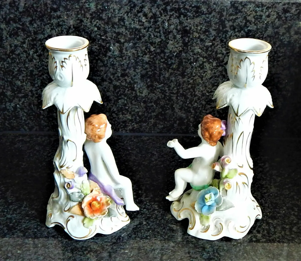 Pair of Vintage Schierholz Porcelain Candlesticks - Image 2