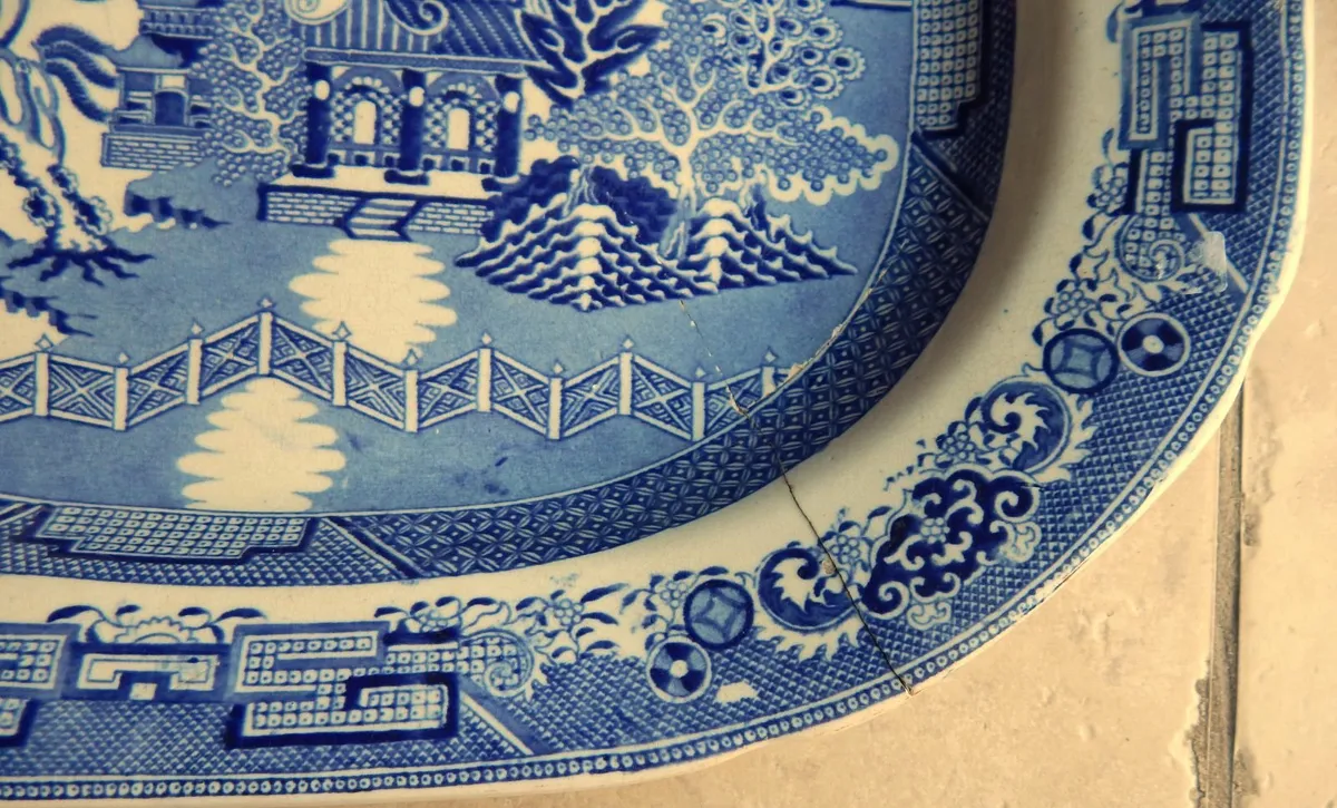 Vintage Willow Pattern Ironstone China Platter - Image 2