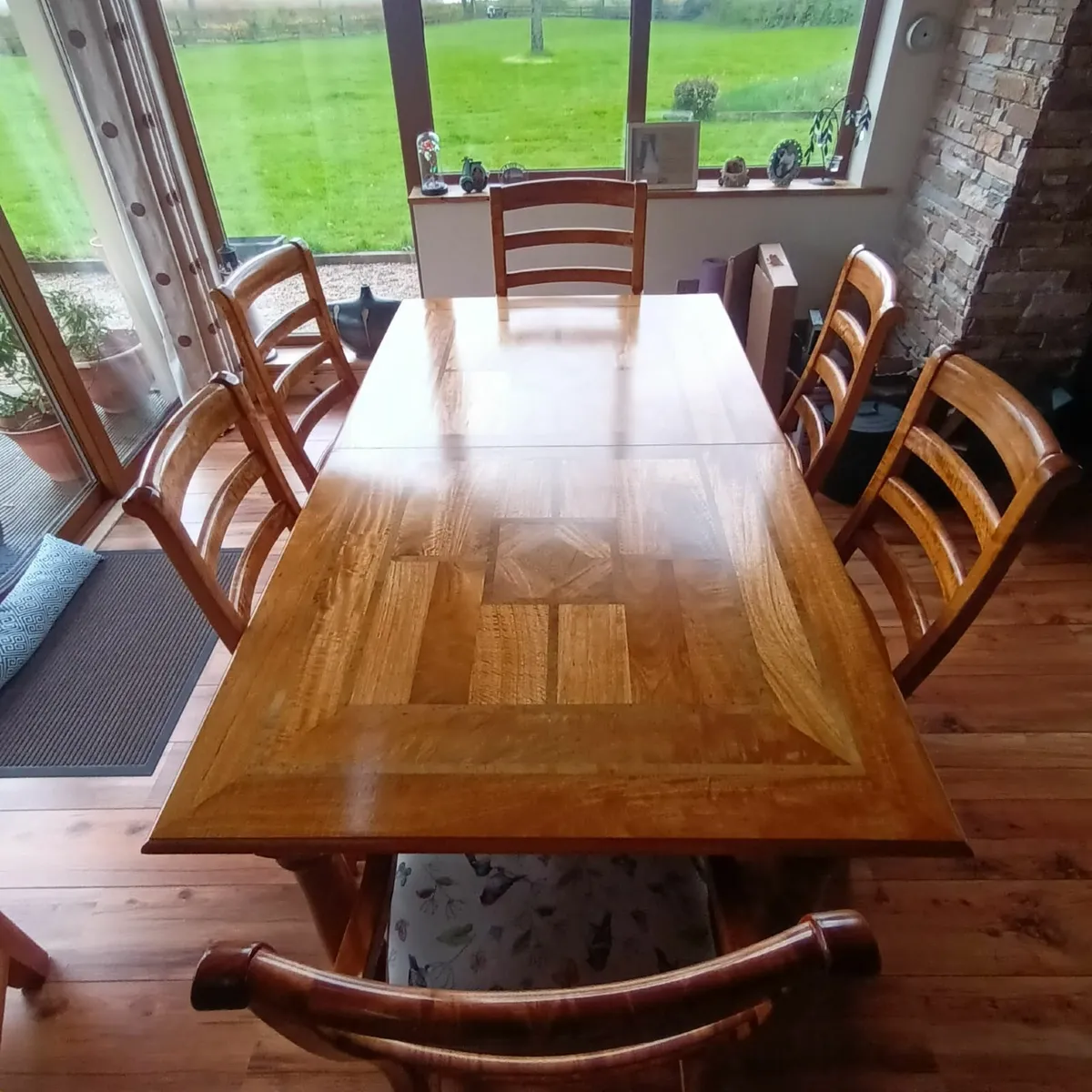 Extends: Wood & Glass Dining table & 8 chairs - Image 2