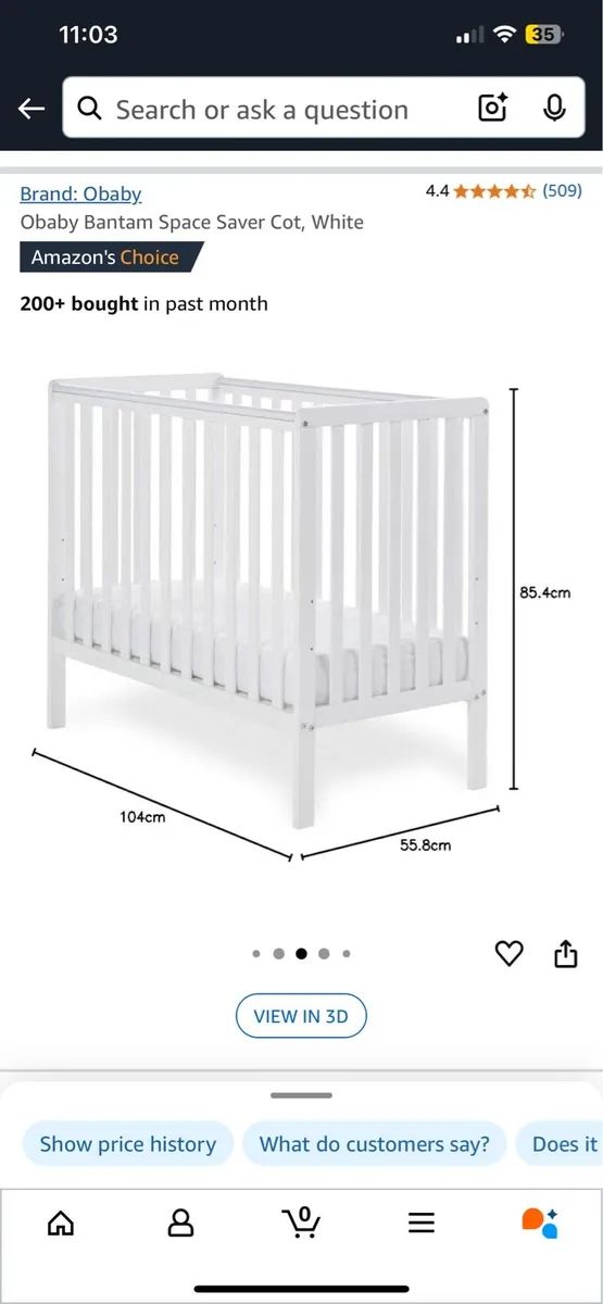 Baby’s Cot space saver 104cm x 56cm - Image 1