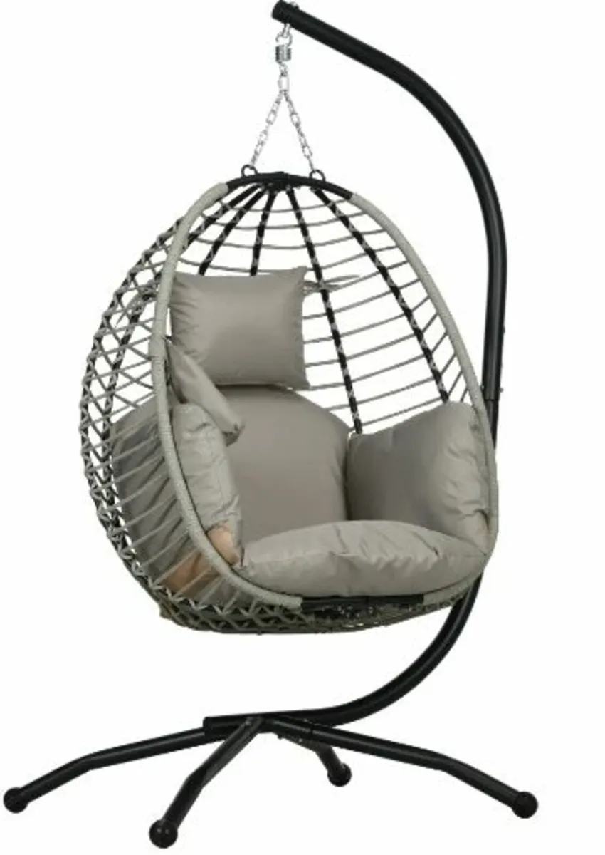 Single Rattan Hanging Egg Chair,with Seat Cushion - Image 1