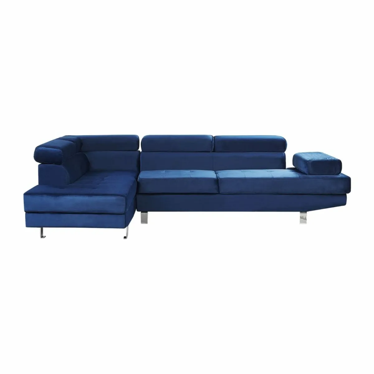 Blue Velvet Stylish Right Hand Facing Sofa - Image 3