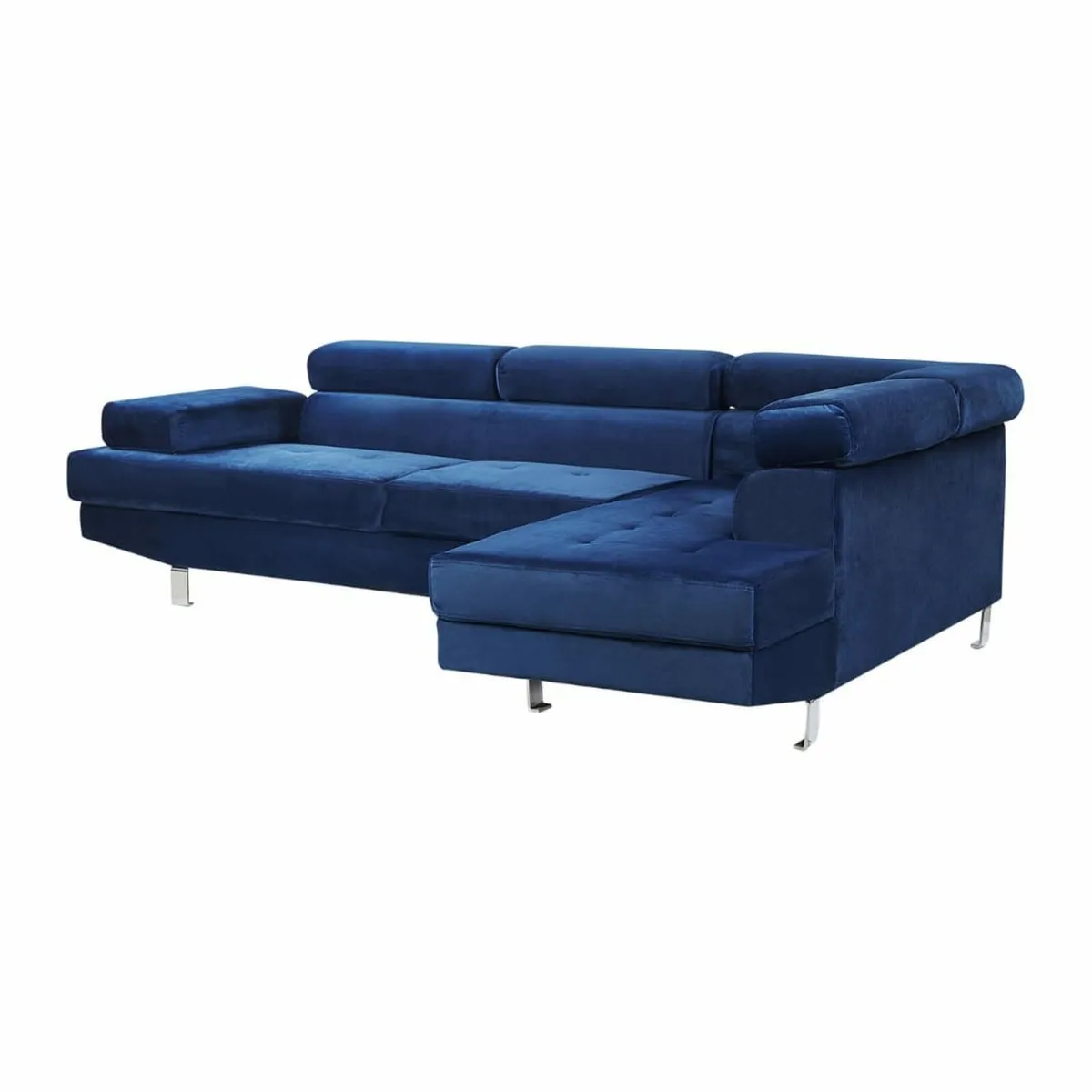 Blue Velvet Stylish Right Hand Facing Sofa - Image 4