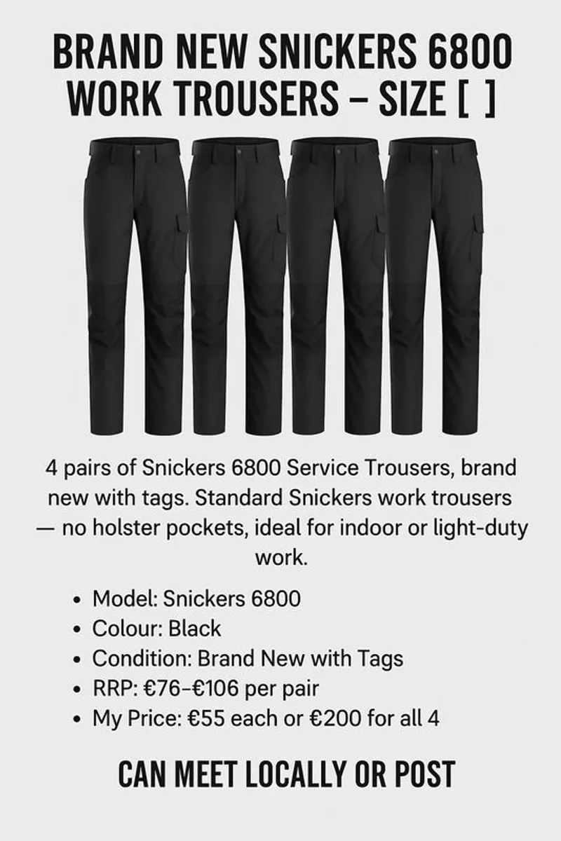 Brand New Snickers 6800 Work Trousers, Multiple Pairs, Size 32 32 - Image 1