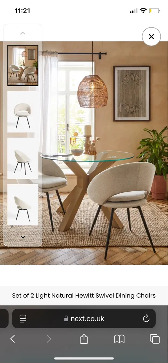 Set of 2 Light Natural Hewitt Dining Chairs - Image 2