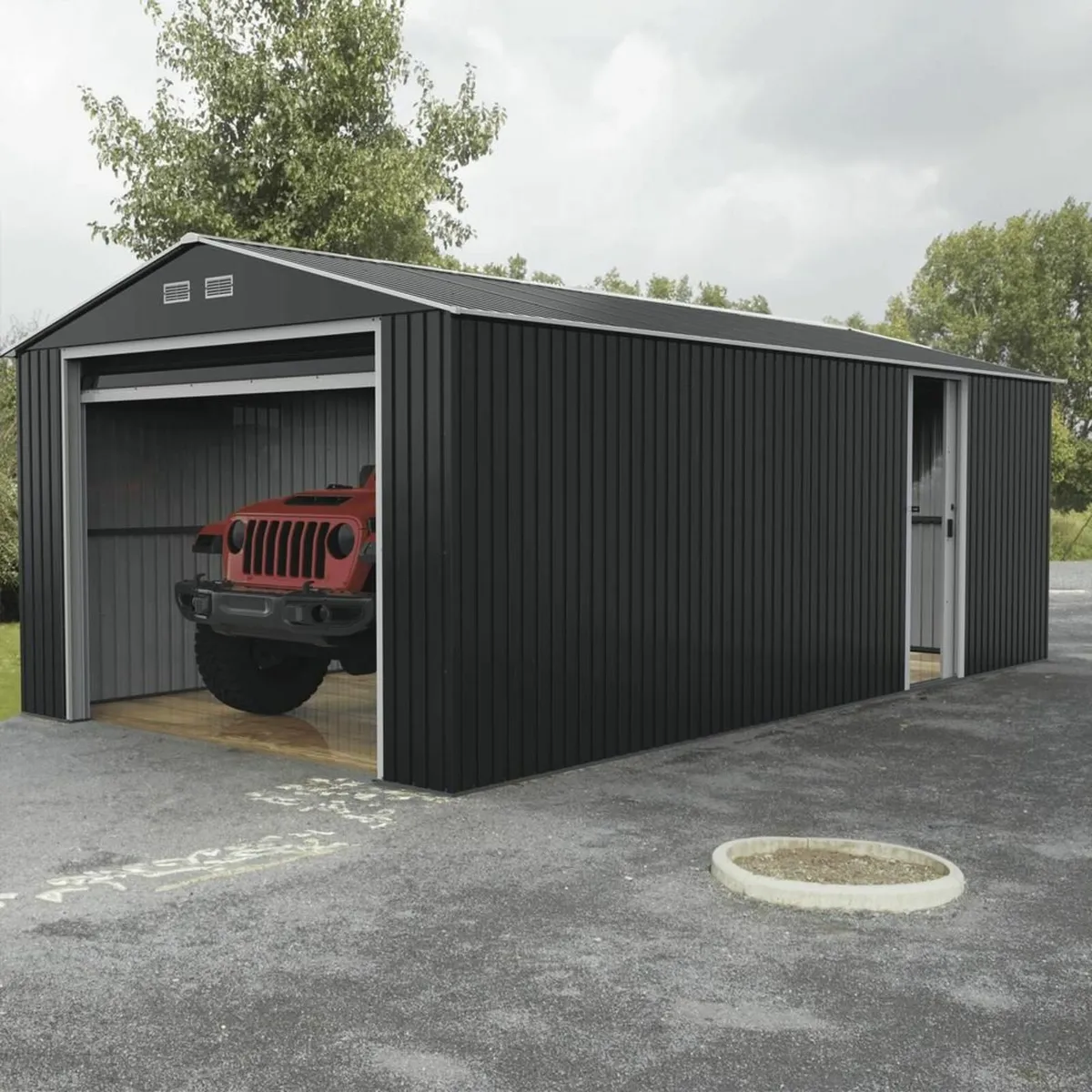 Olympian Anthracite Metal Car Garage Shed 12x20. - Image 2