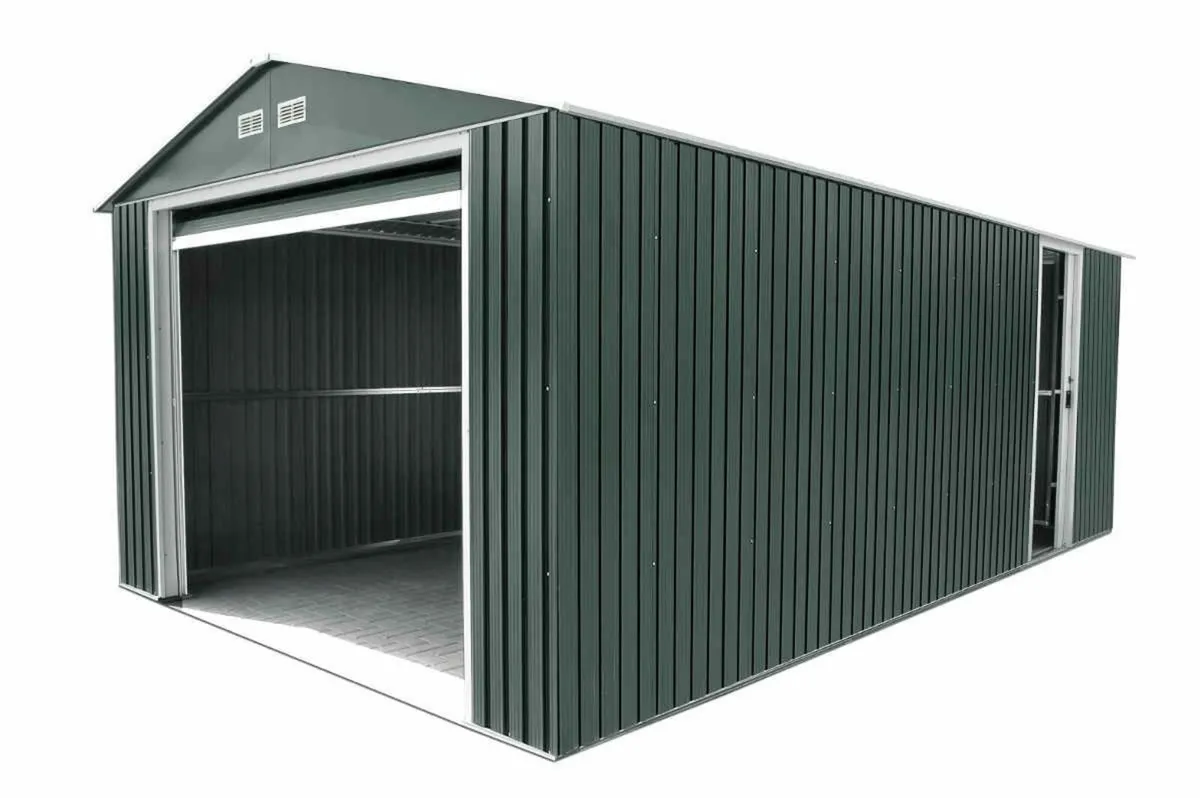 Olympian Anthracite Metal Car Garage Shed 12x20. - Image 1