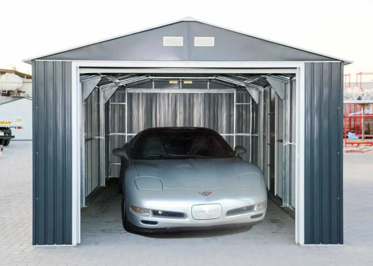 Olympian Anthracite Metal Car Garage Shed 12x20. - Image 3