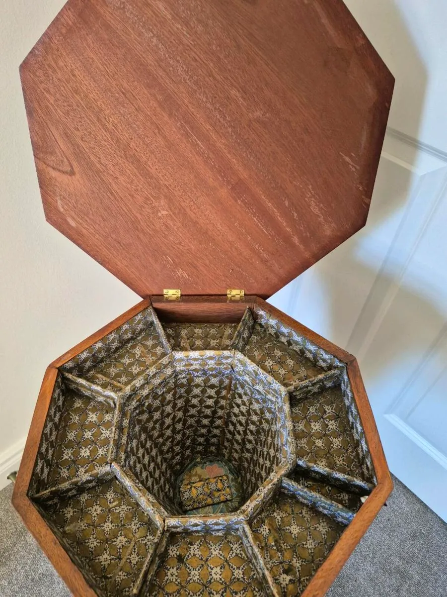 Victorian burr walnut sewing table - Image 1