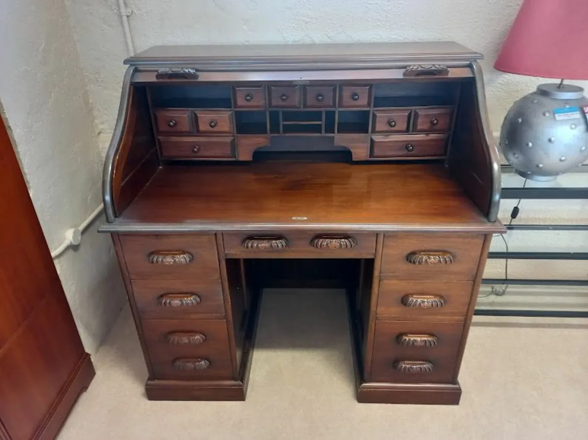 Baker Roll Top Desk  Solid Mahogany roll top desk - Image 1