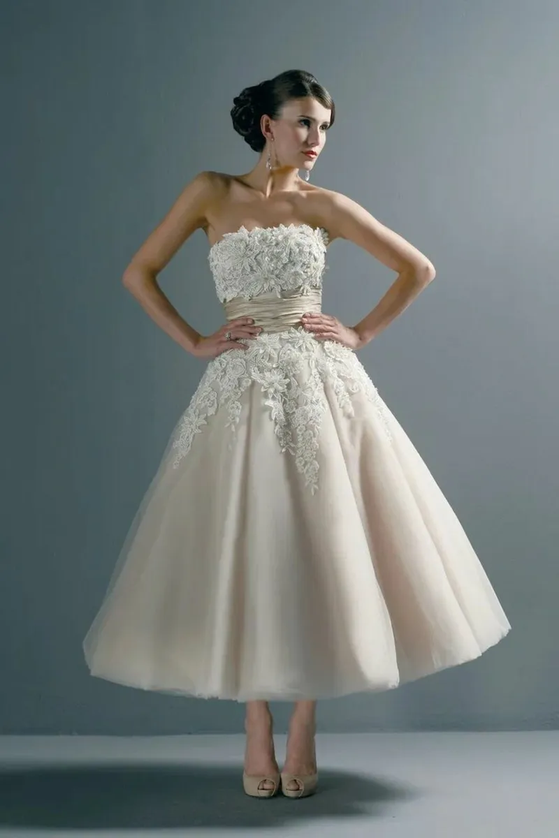 Tea Length Wedding Dress Size 10 - Image 3