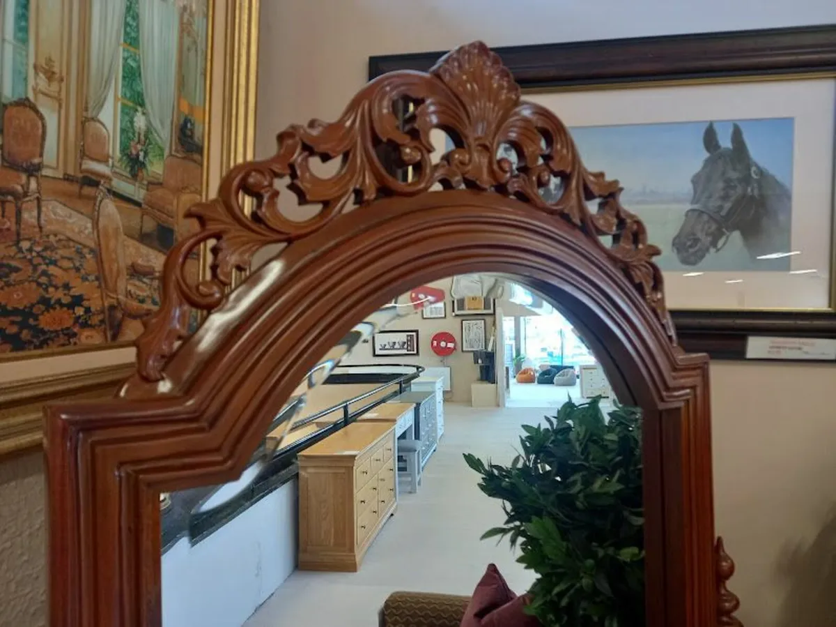 Carved Mahogany Cheval Mirror - Image 3
