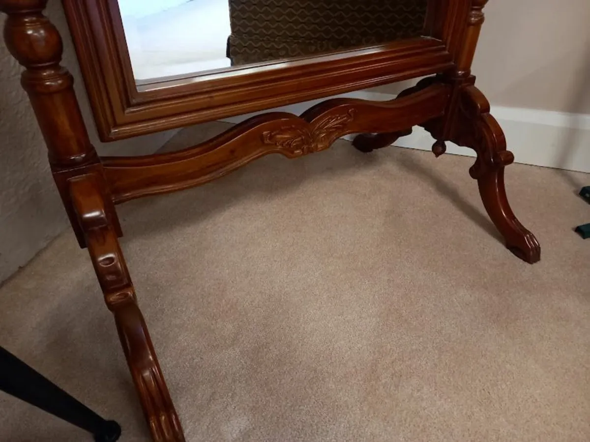 Carved Mahogany Cheval Mirror - Image 4