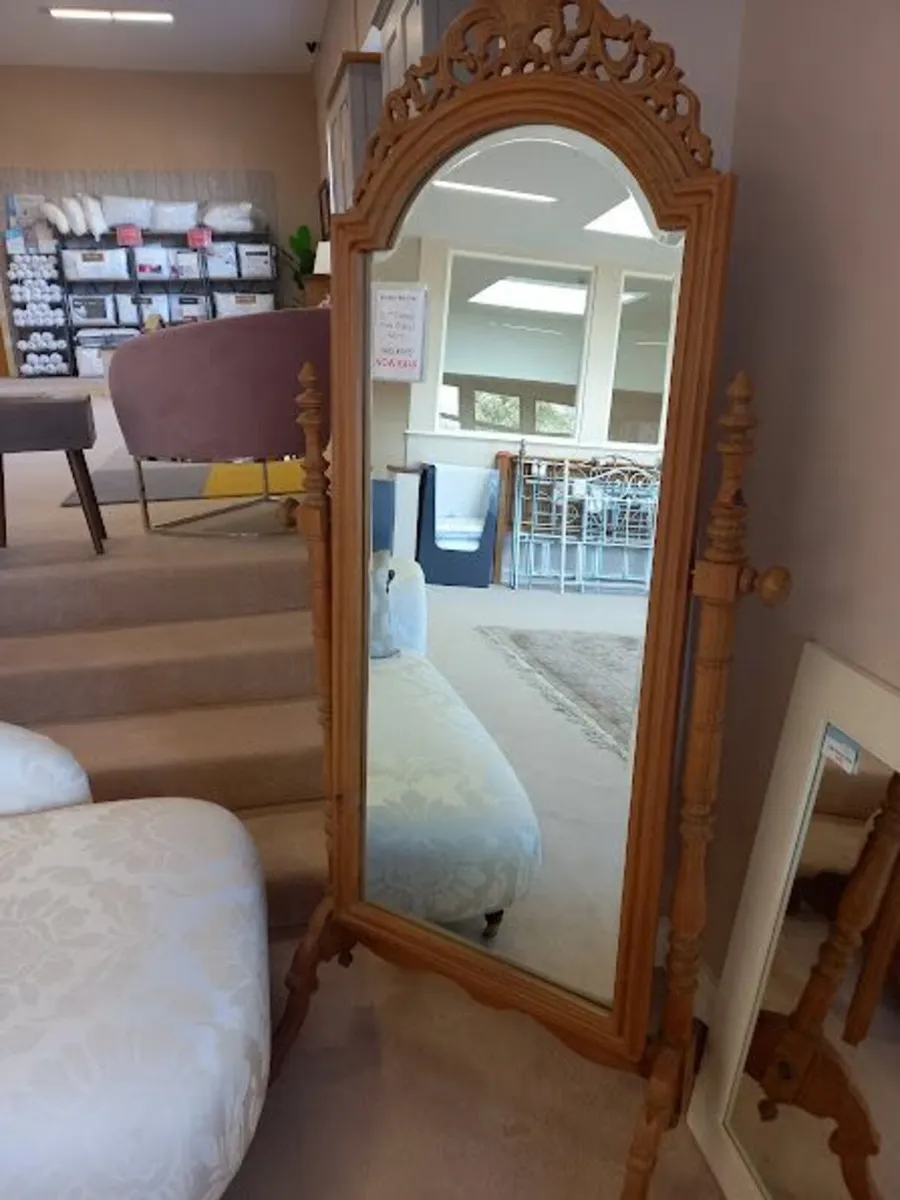 Carved Pine Cheval Mirror - Image 1