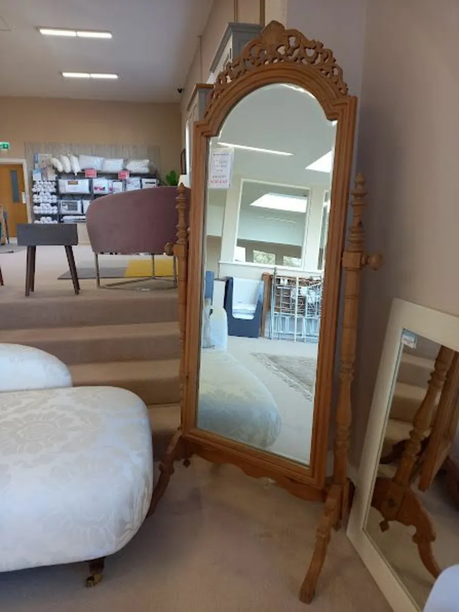 Carved Pine Cheval Mirror - Image 2
