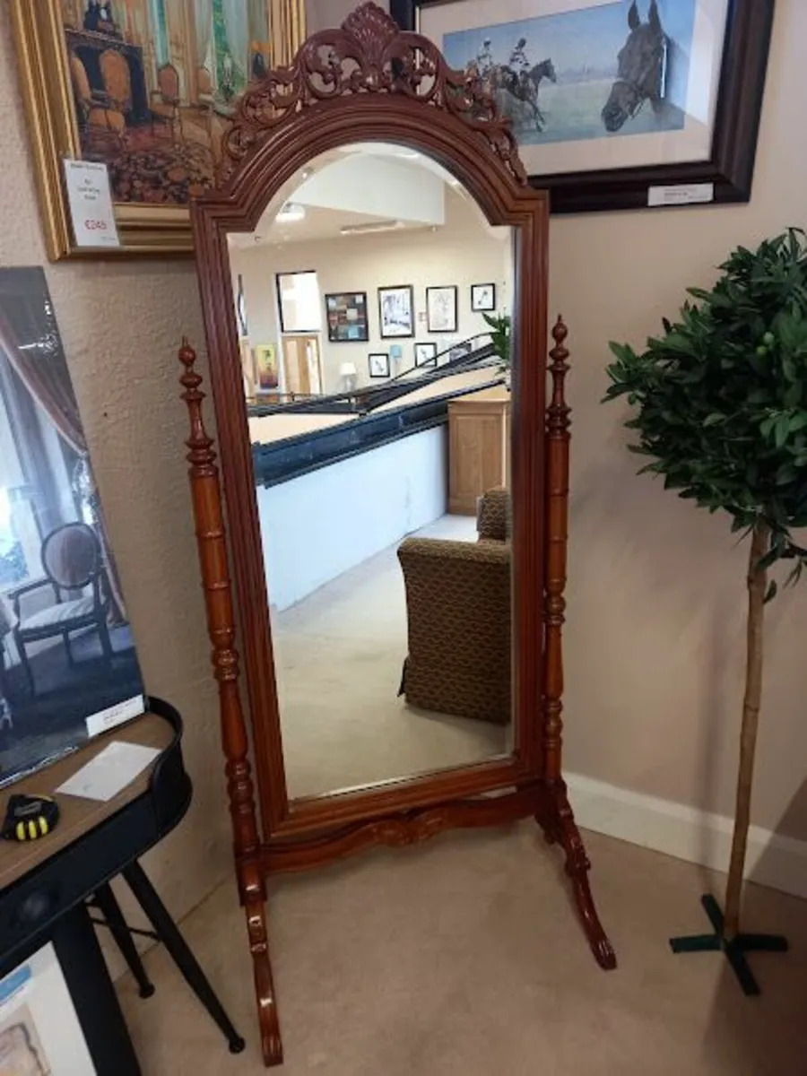 Carved Mahogany Cheval Mirror - Image 1