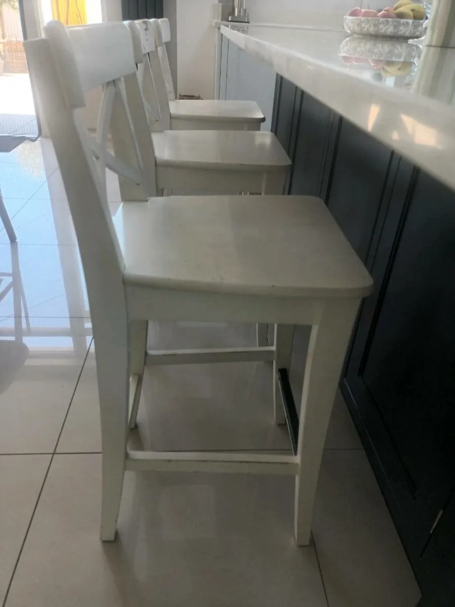 4 x IKEA INGOLF WHITE STOOLS - Image 2