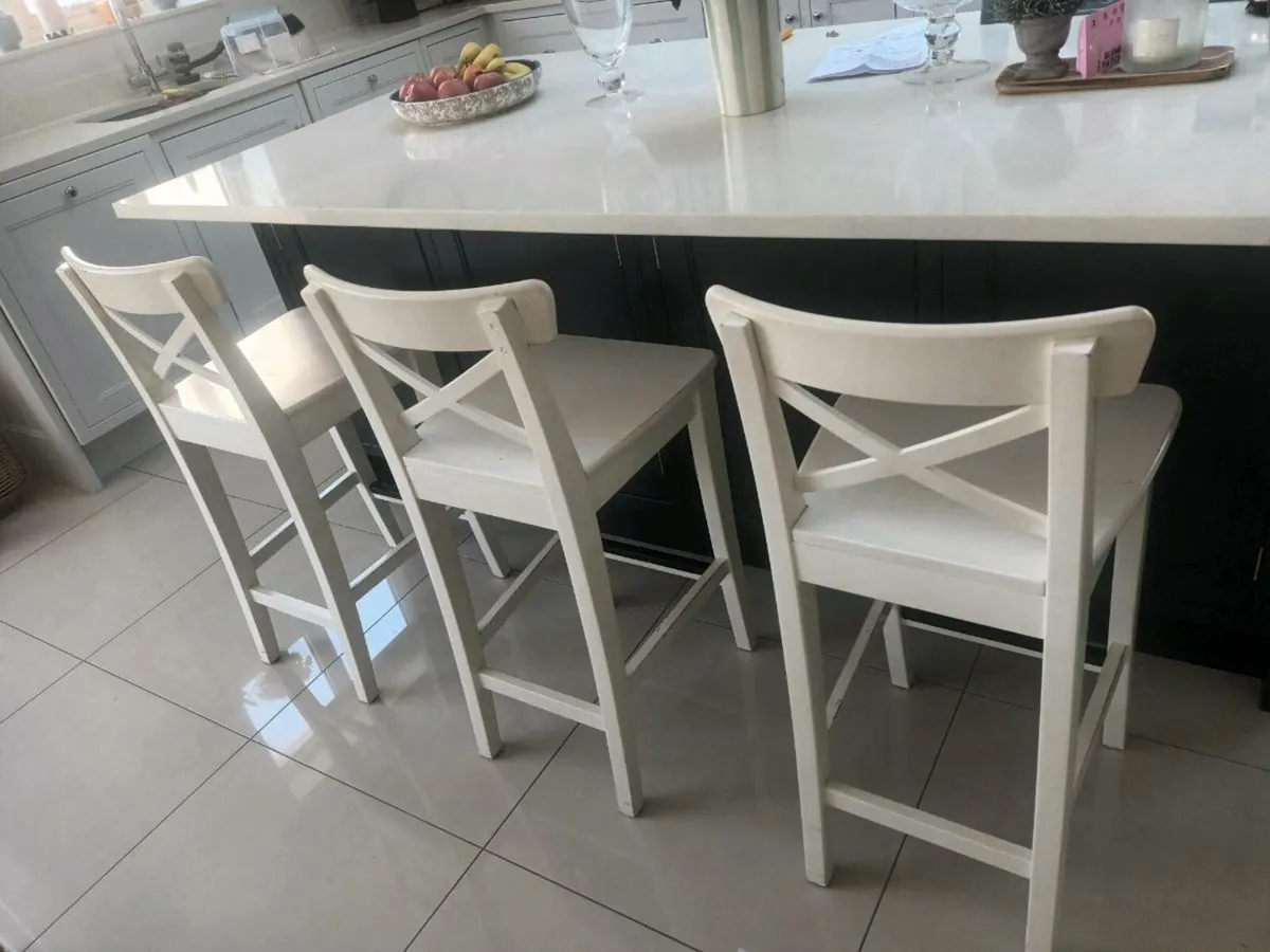 4 x IKEA INGOLF WHITE STOOLS - Image 1