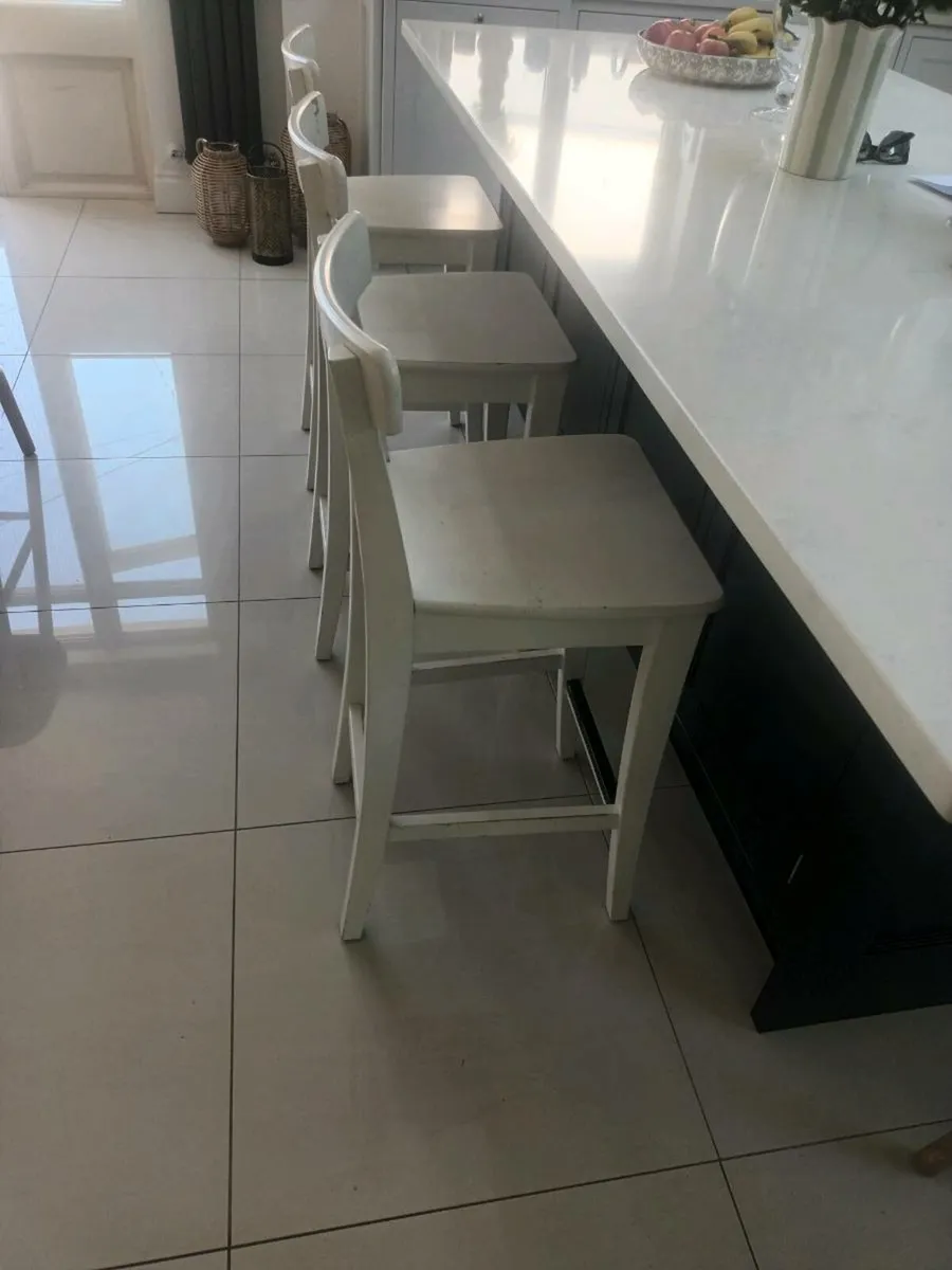 4 x IKEA INGOLF WHITE STOOLS - Image 3
