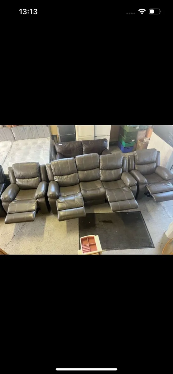 Brand new 3+1+1 leather recliner couches - Image 2