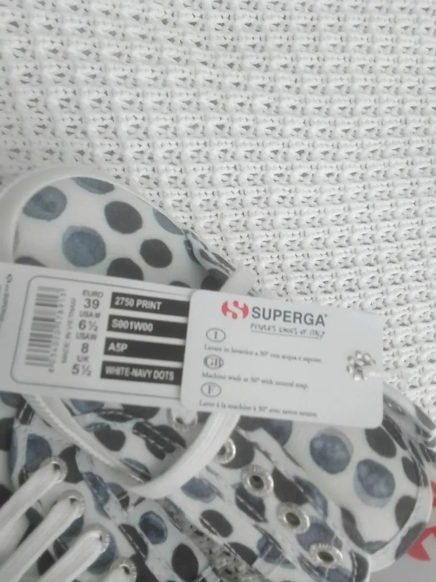 SUPERGRA BLUE & WHITE DOTTY  SNEAKERS 6 NEW - Image 3