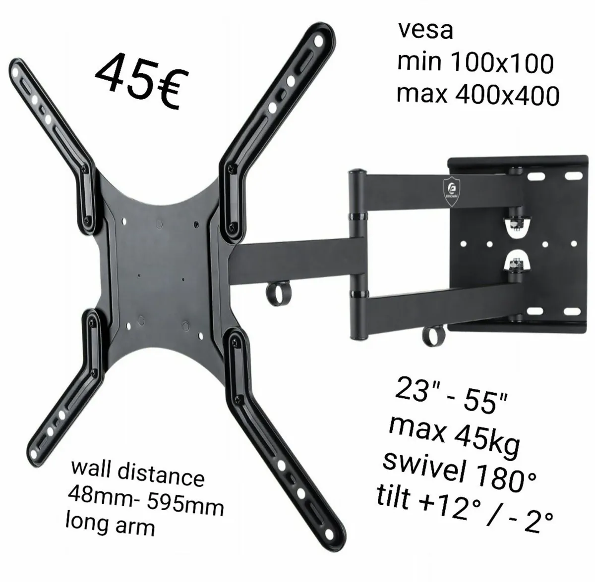 TV Wall Mount Bracket Tilt Swivel  Long Arm 23-55" - Image 1