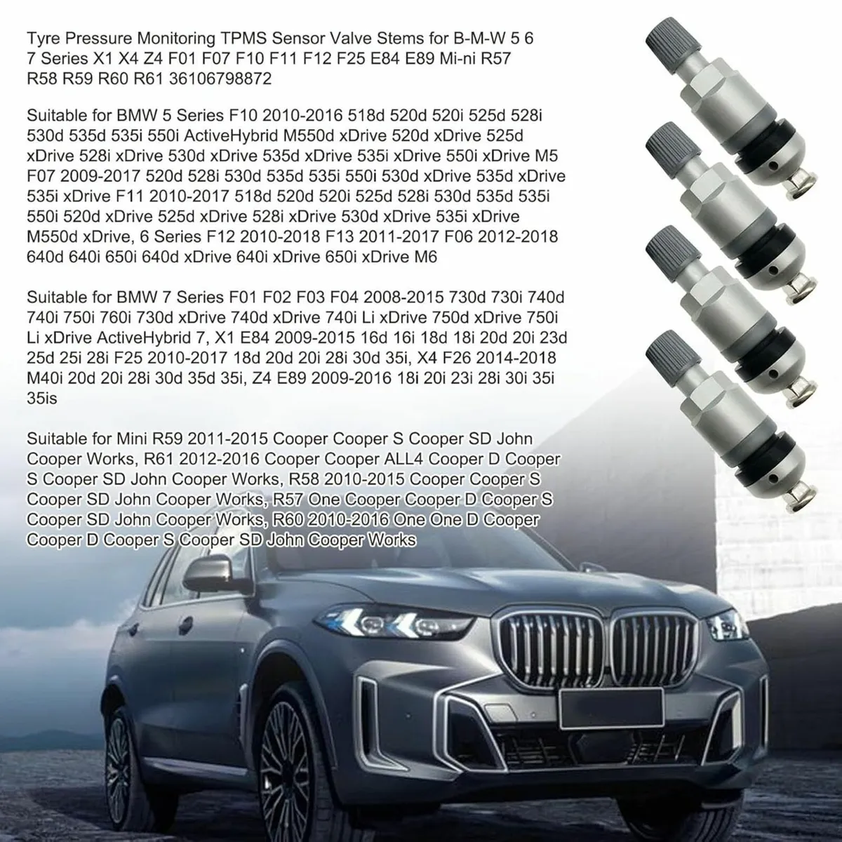 BMW 4 Pcs Tyre Pressure Monitoring TPMS Sensor Val - Image 2