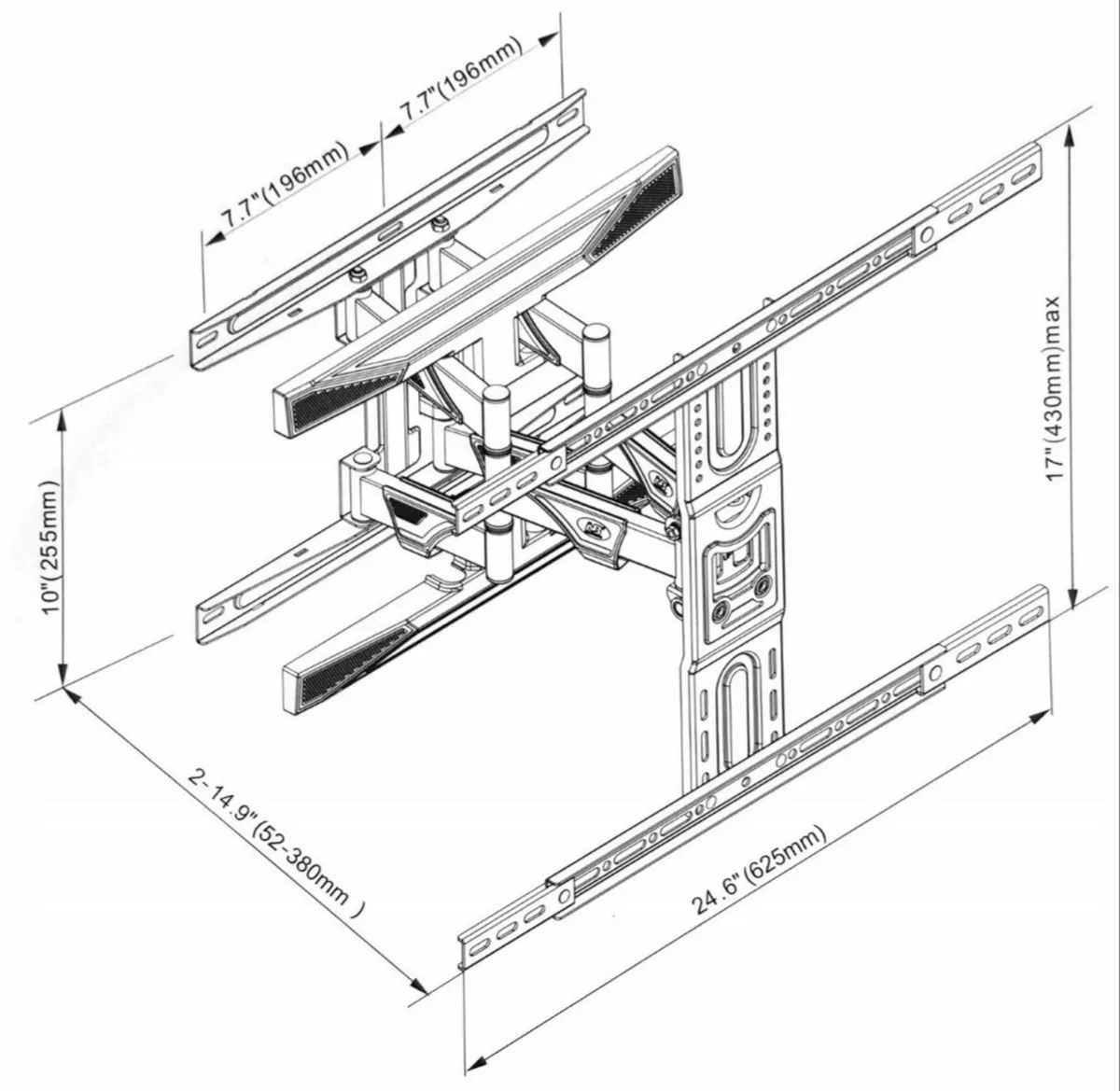 TV Wall Bracket Tilt Swivel Full Motion 45-75" - Image 2