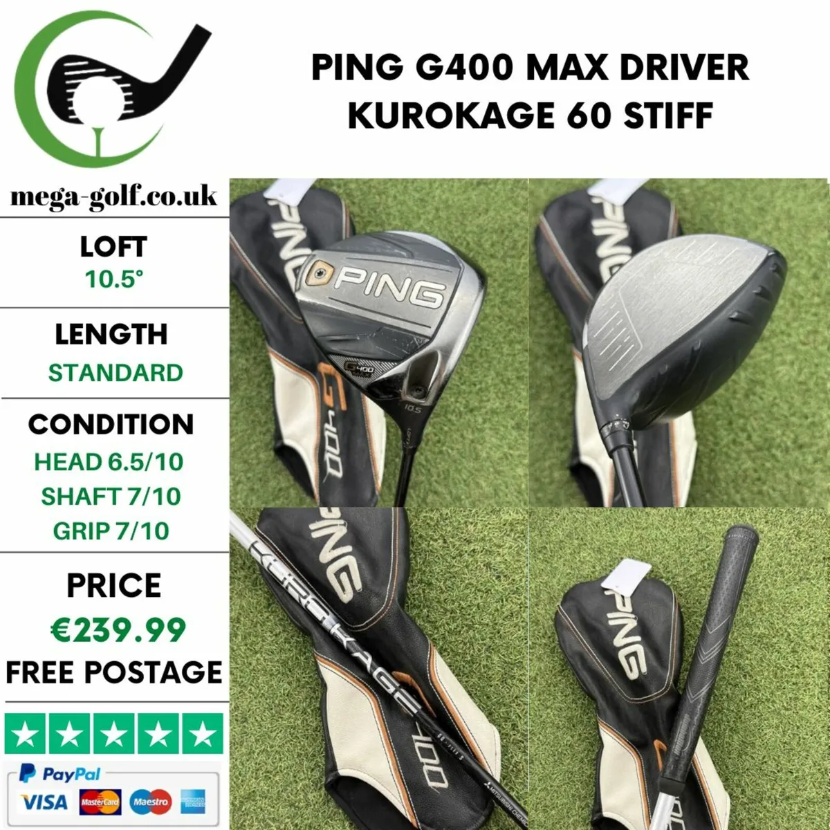 PING G400 MAX DRIVER / 10.5° / KUROKAGE 60 STIFF - Image 1