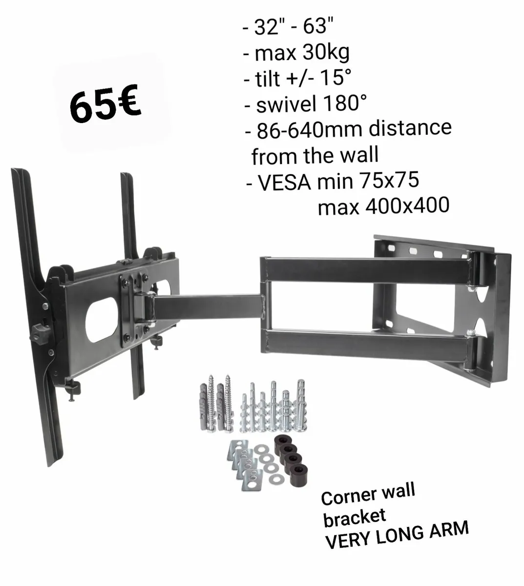 Tv Wall Bracket Tilt Swivel Full Motion 32-65" - Image 1