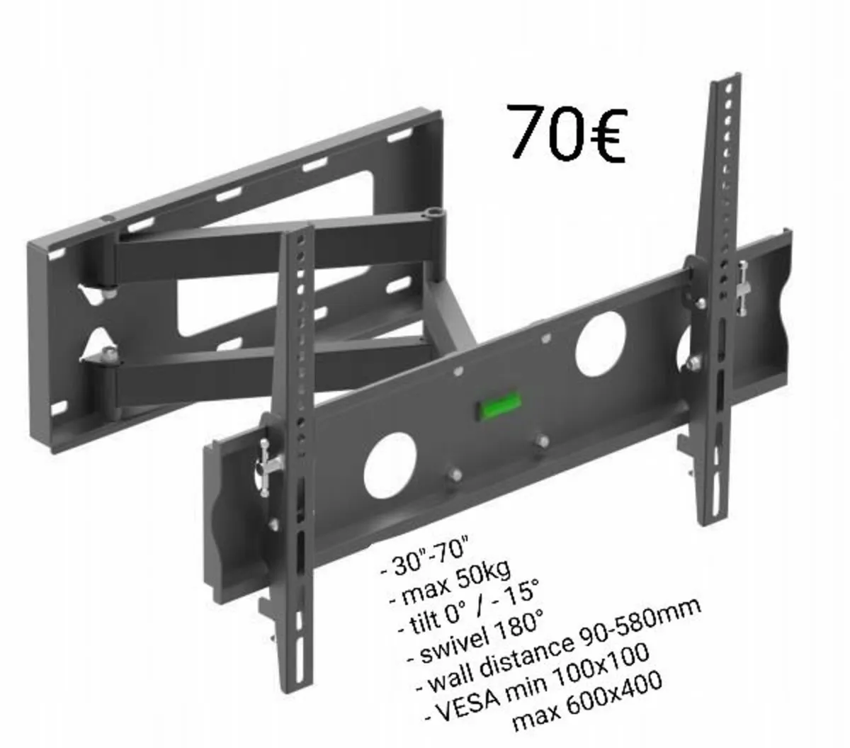 Tv Wall Bracket Tilt Swivel Long Arm 30"-70" - Image 2