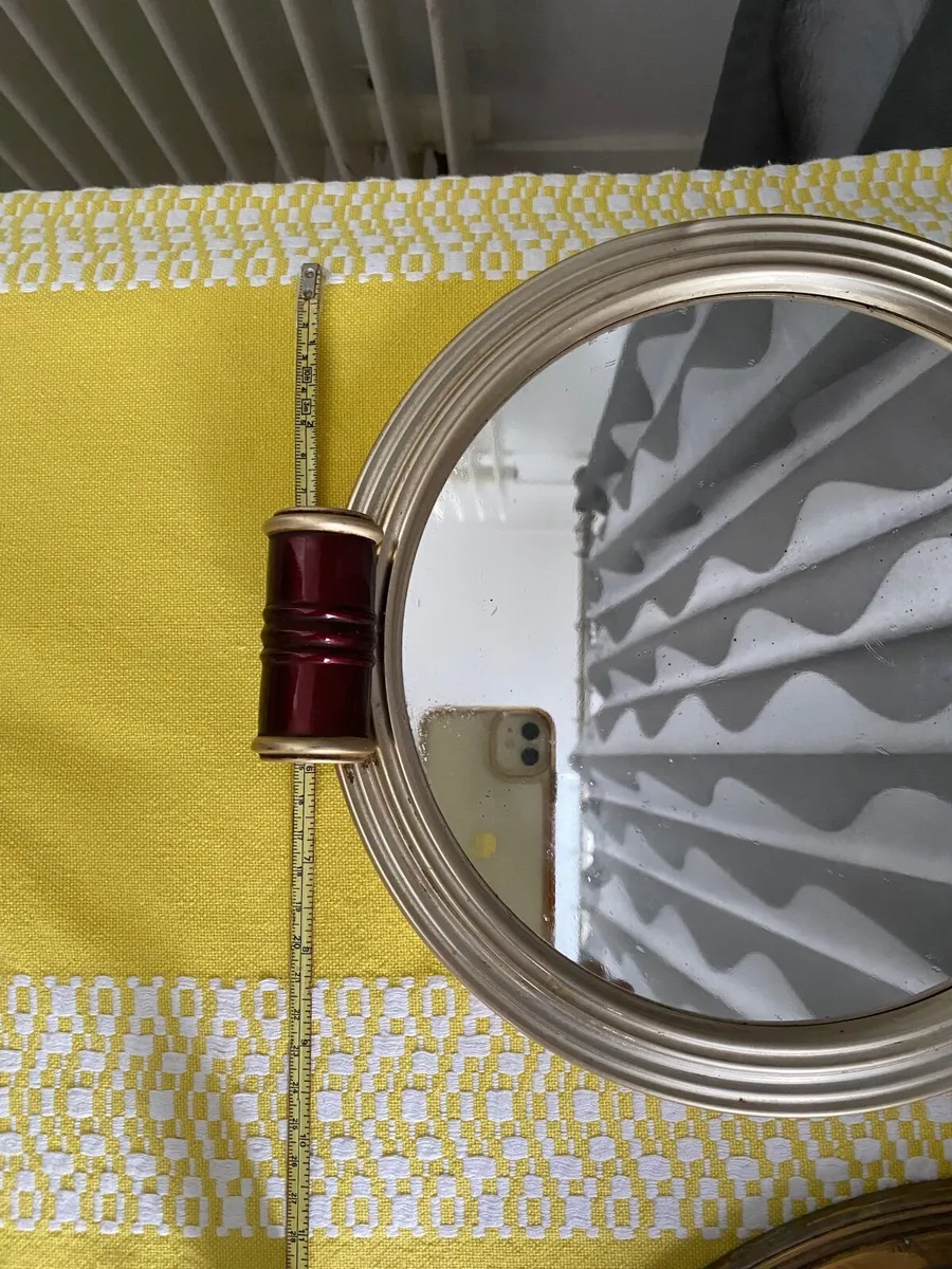 Trays - vintage/art deco mirror trays & brass tray - Image 4