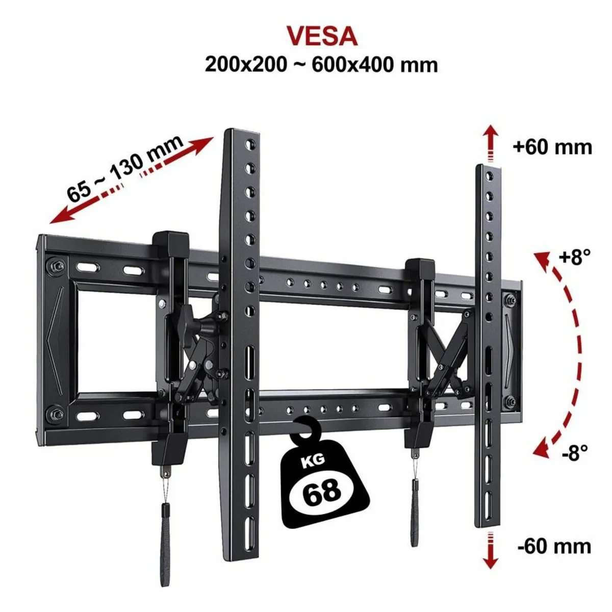 Tv Wall Mount Bracket Flat Tilt Pull Out 50-90" - Image 2