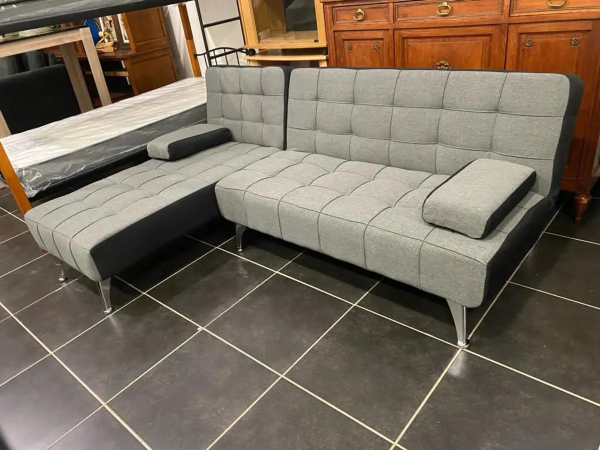 Grey Velvet L Sofa Bed – Stylish & Space Saving - Image 2