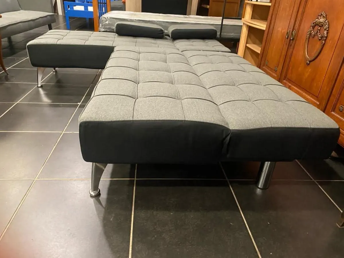 Grey Velvet L Sofa Bed – Stylish & Space Saving - Image 3