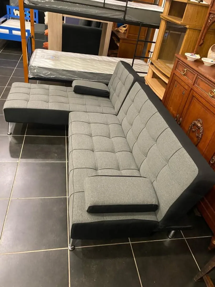 Grey Velvet L Sofa Bed – Stylish & Space Saving - Image 4