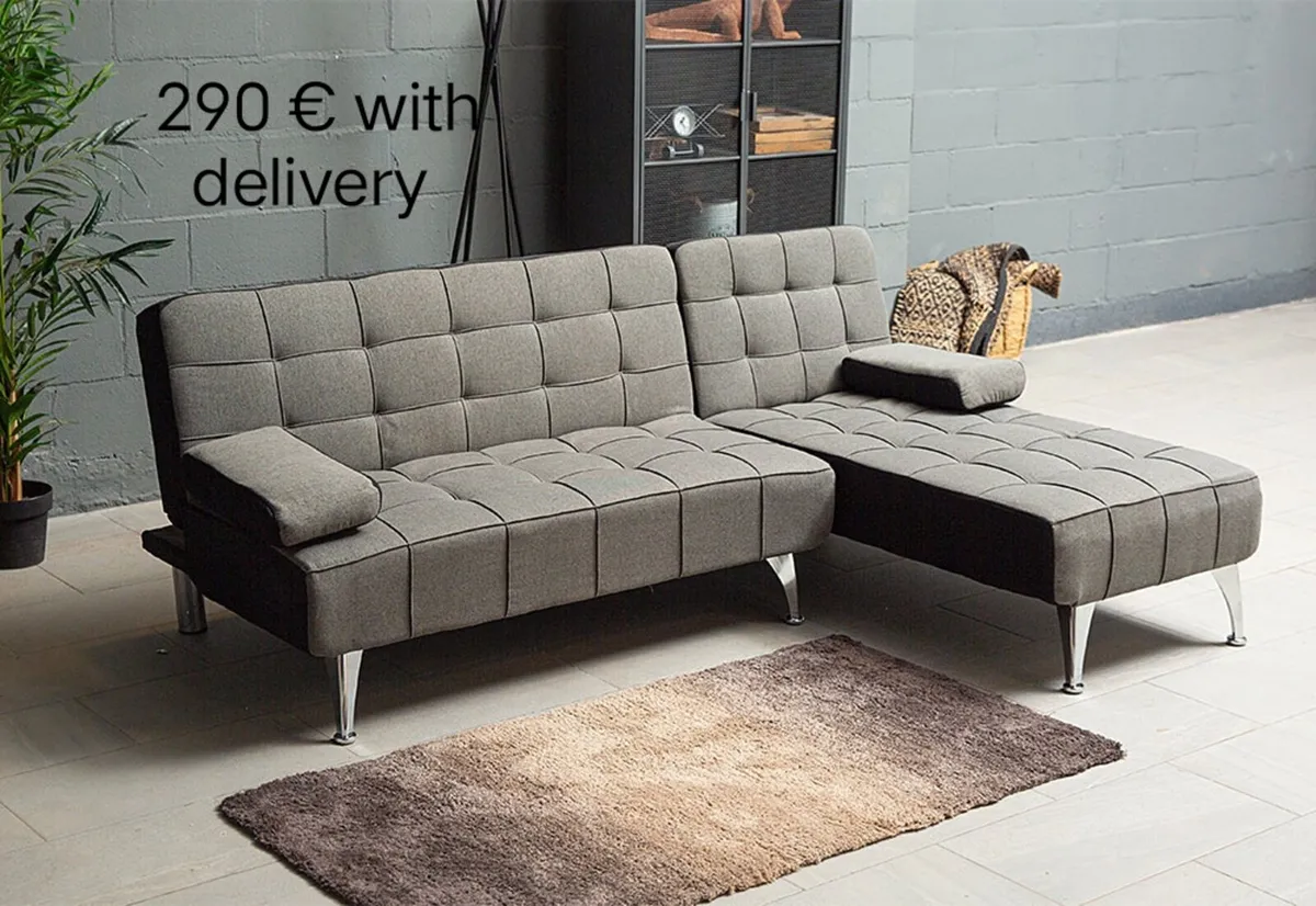 Black Velvet Corner Sofa Bed – L Shape Couch