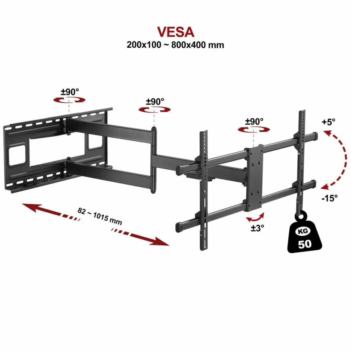 Tv Wall Mount Bracket Tilt Swivel Long Arm 43-80" - Image 2