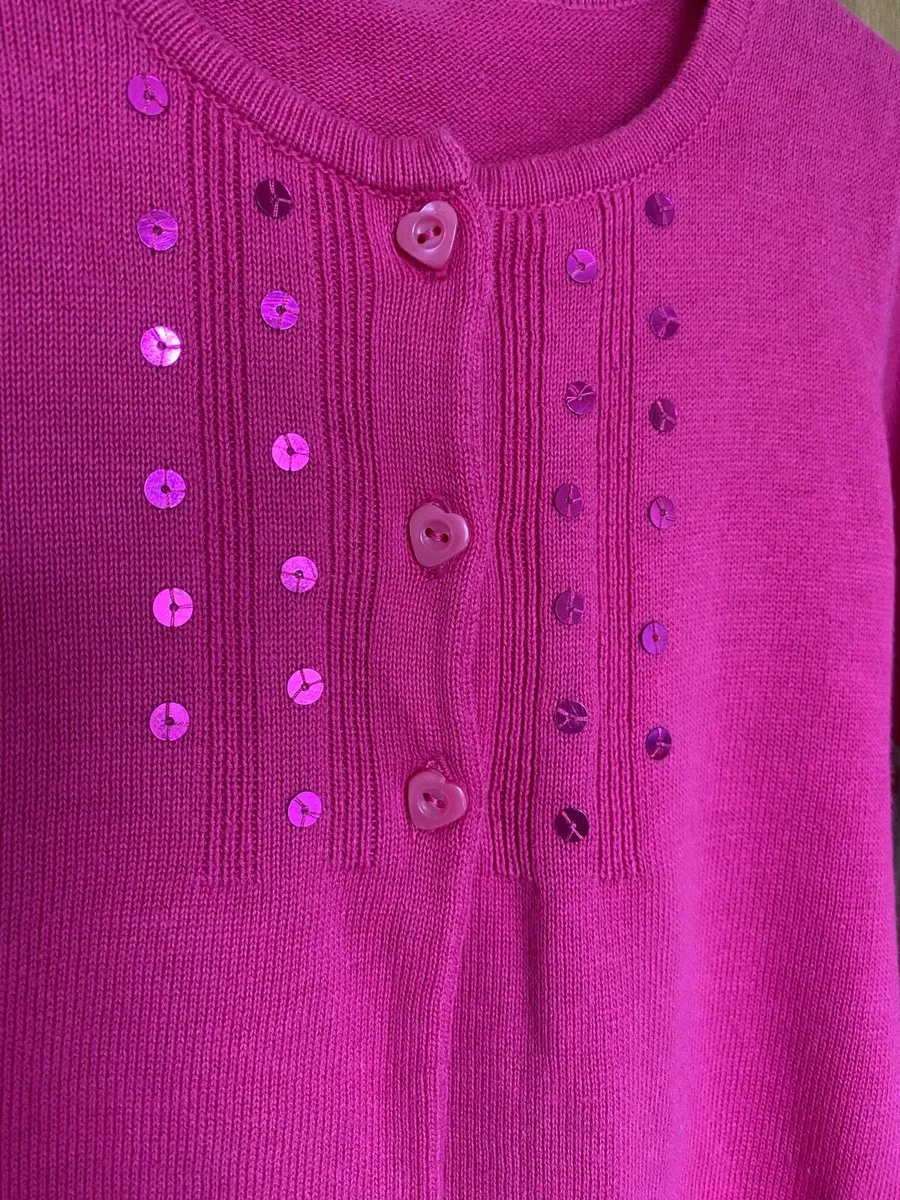 Brand new Girl’s Pink Cotton Sequin Cardigan - Image 2