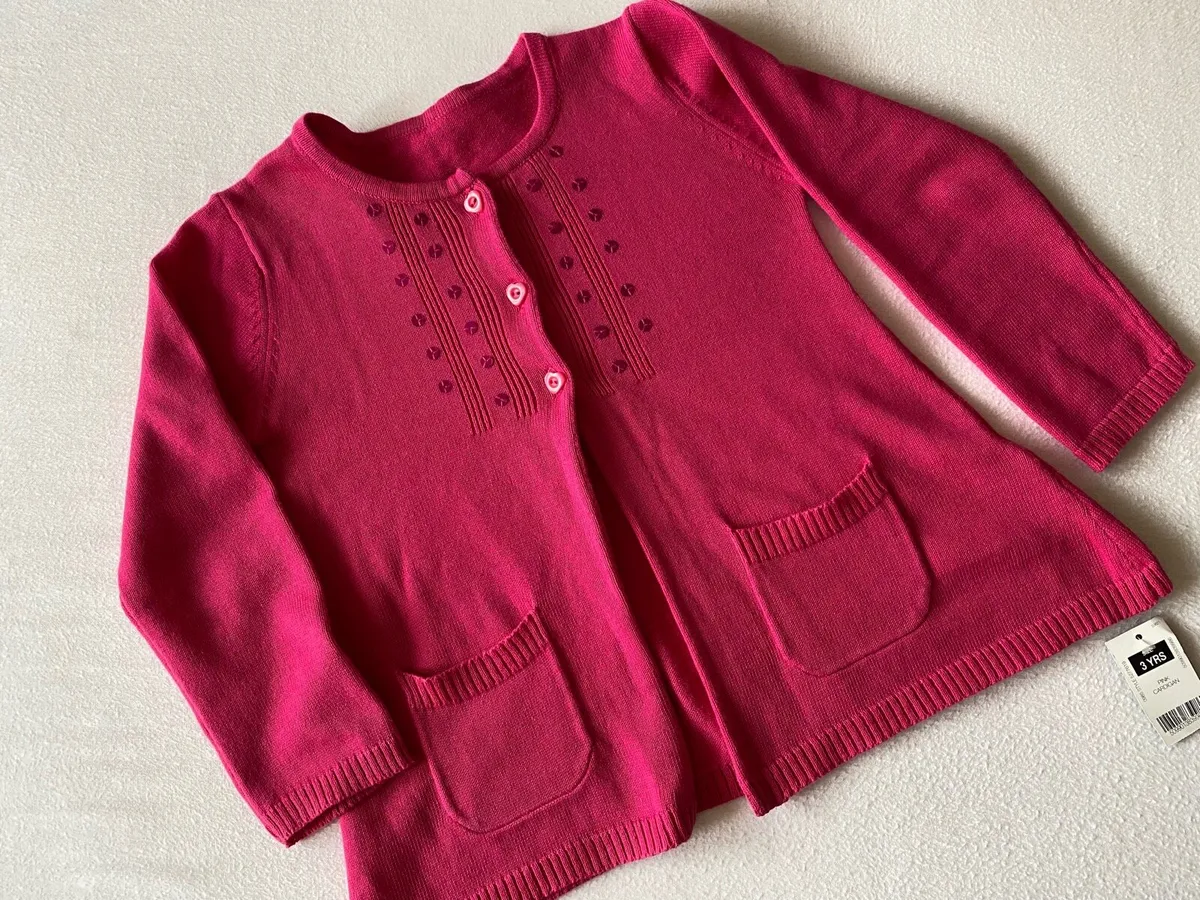Brand new Girl’s Pink Cotton Sequin Cardigan - Image 3
