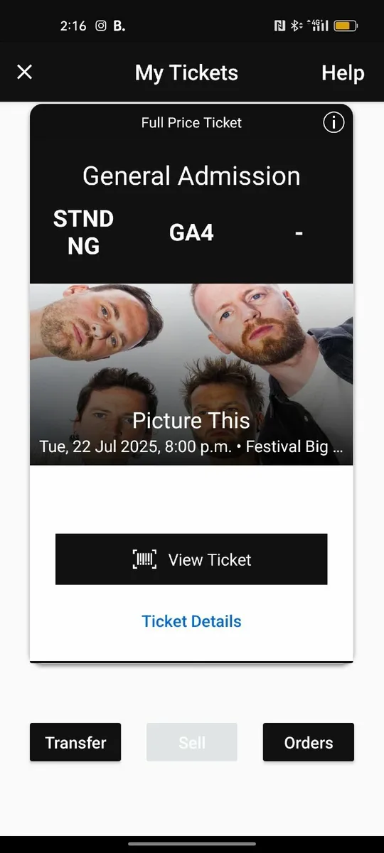 Picture This standing Ticket