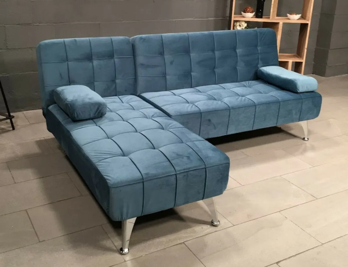Dark Grey Velvet Sofa Bed – Modern & Comfortable - Image 3