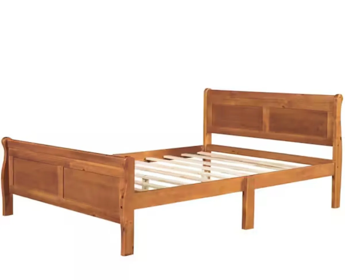 Double wooden sleigh bed - Image 1
