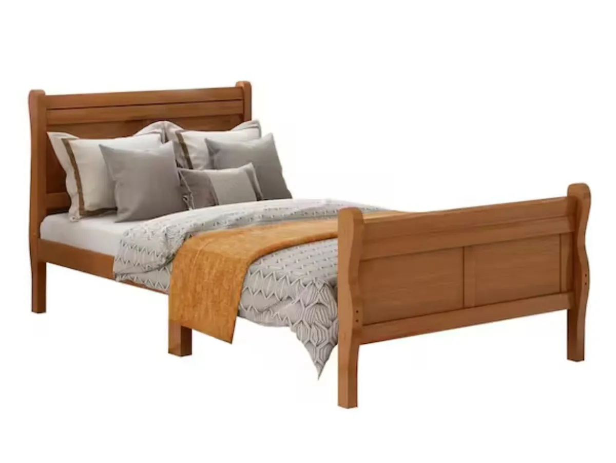 Double wooden sleigh bed - Image 2