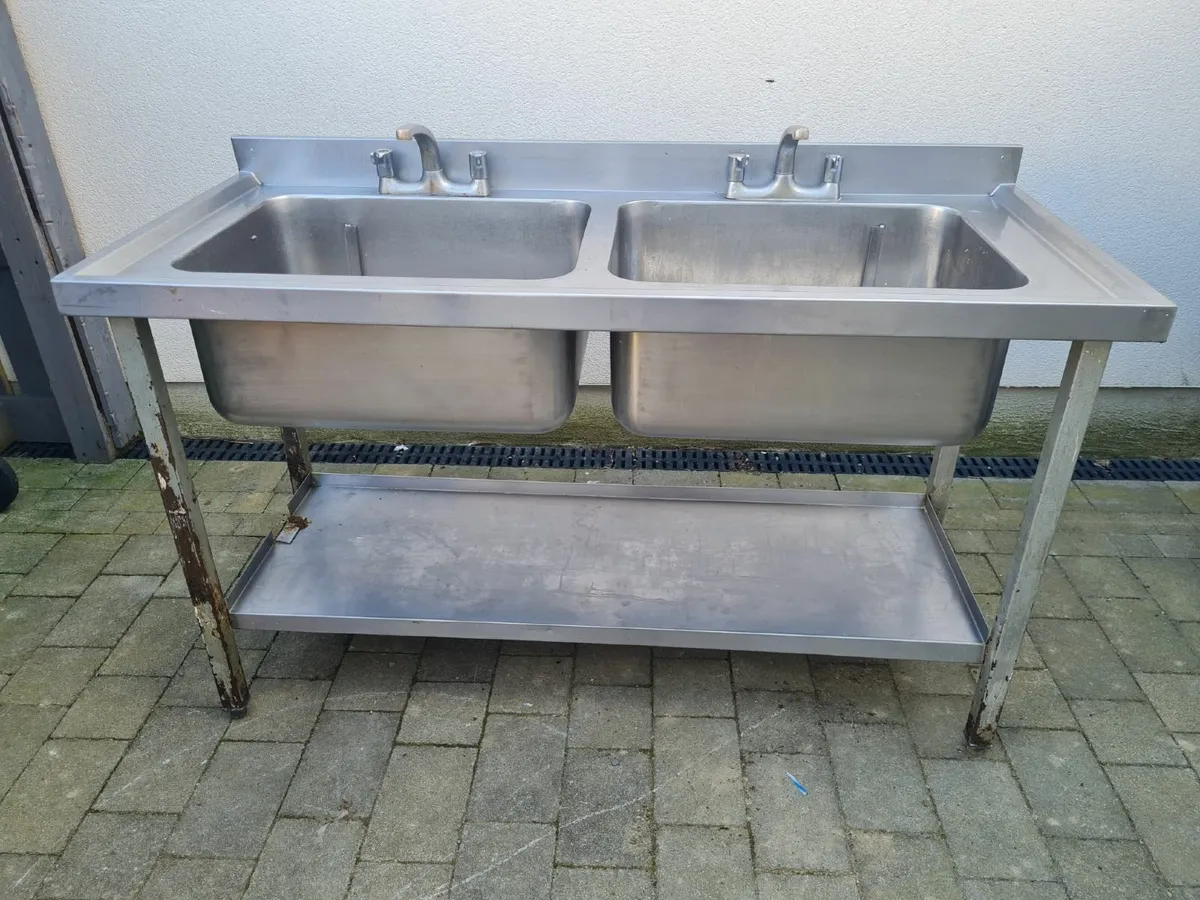 Stainless steel double sink unit delivered - Image 1