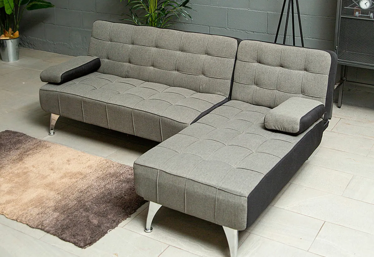 Black Velvet Corner Sofa Bed – L Shape Couch - Image 4