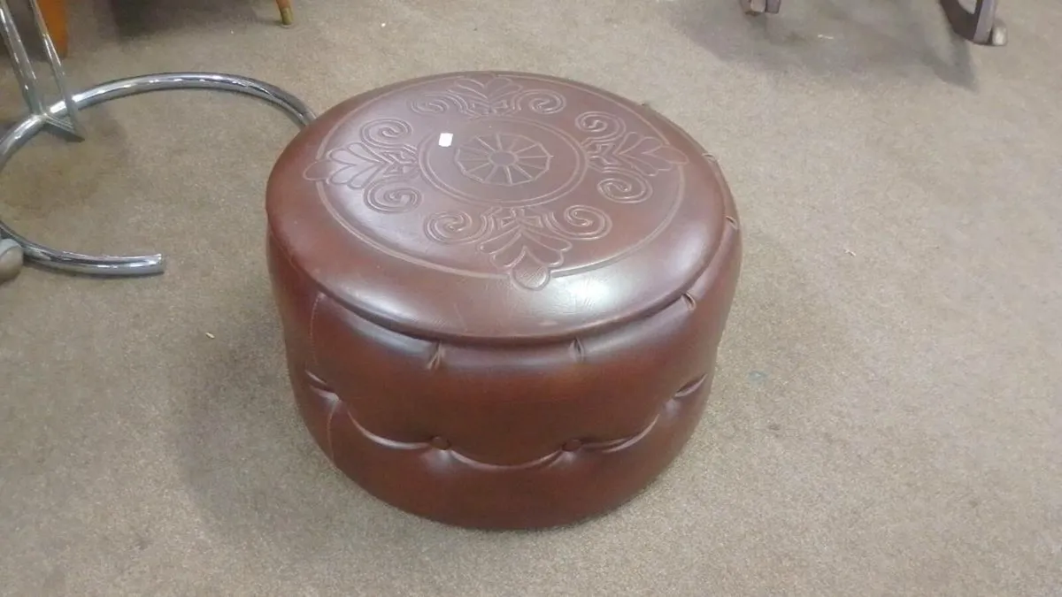 Modern Leather Storage Foot Pouffe